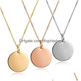 Pendant Necklaces Stainless Steel Round Necklace Creative Blank Diy Fashion Jewelry Accessories Valentines Day Gift Drop Delivery Pen Dhi1U