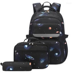 School Bags 3Pcs/Set Children's Backpacks Starry Sky Pattern Student Bag For Boys Waterproof With Lunch Pencil Case