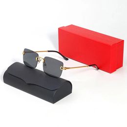 Carti Designer Sunglasses for Men Woman Semi Rimless Panther cartStylish Frameless Sun Glasses Vintage Eyeglasses Metal Drivin