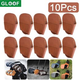 10 Pcs Golf Iron Club Head Cover Rod Head Protective Case PU Leather Wedges Covers Golf Sporting Accessories Putter Protector 231229