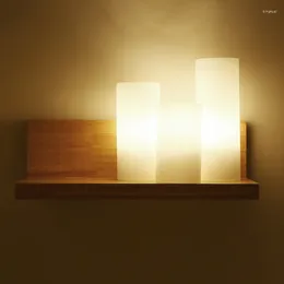 Wall Lamp Modern Style Long Sconces Luminaria Led Wireless Bedroom Lights Decoration Antique Wooden Pulley