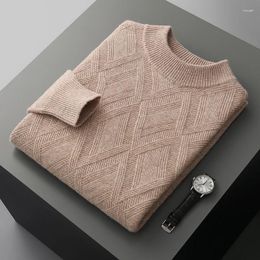 Men's Sweaters Autumn And Winter Merino Wool Cashmere Sweater Semi-high Neck Thick Pullover Loose Knit Bottoming Shirt