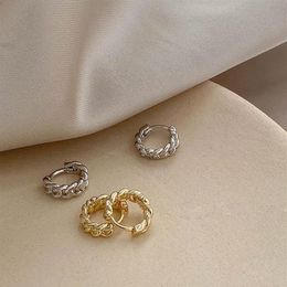 Rhinestone Small Piercing Chain Round Hoop Earrings For Women Cute Circle Ear Ring Female Fashion Jewellery Brincos & Huggie263l