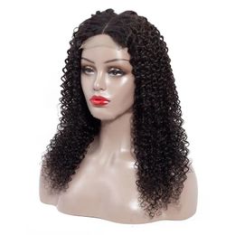 Wigs Lace Front Human Hair Wig Brazilian Virgin Kinky Curly Hair 4x4 Lace Closure Wigs with Baby Hair Middle Part Natural Colour 1024 I