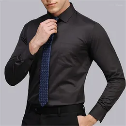 Men's Dress Shirts Autumn Long Sleeve Shirt Business Fashion Office Pocket Top Solid Black Comfortable Fit Dating Banquet Large Size M-6XL