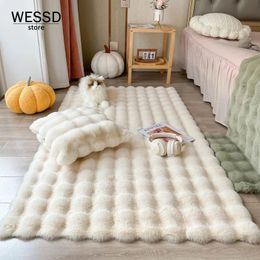 Faux Rabbit Carpet For Bedroom Hairy Fluffy Mat Washable Area Rug Shaggy Soft Christmas Decoration Luxury Sofa Cushion 231229