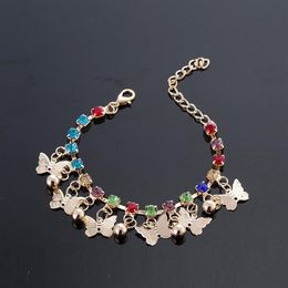 Kleeder Cute Children Beautiful Butterfly Charm Bracelet For Girls Kids Hand Chain Colourful Friend Women's Beach Bracele254E