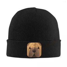 Berets Shar-pei Dog Lover Beanie Bonnet Knit Hats Men Women Cool Unisex Adult Winter Warm Cap For Gift