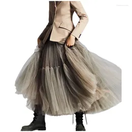 Skirts Maxi Long Tulle For Women Black Gothic Pleated Skirt Casual Party Fairycore Summer Winter Jupe Longue 2024 Falda Mujer