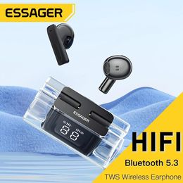 Earphones Essager E90 Tws Earphones Bluetooth Headphone with Mic Wireless Headset with Charging Case Power Display Touch Control Earbuds