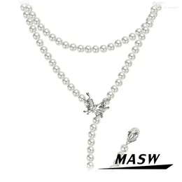 Pendant Necklaces MASW Original Design Luxury Temperament High Quality Brass Butterfly Simulated Pearl Necklace For Women Girl Gift Jewellery