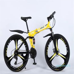 Bikes The new trend folding bike 26 inch 21 speed three knife carbon steel mountain bike racing men and women cycling racing6