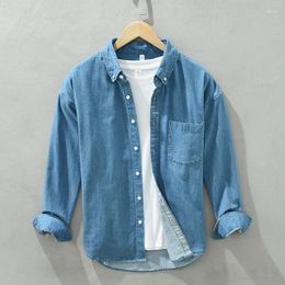 Men's Casual Shirts Spring Autumn Long Sleeve Denim Shirt Fashion Versatile Loose Fitting Pure Cotton Comfortable Tops