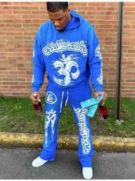 Fashion Mens Luxury Designer Hoodies Men Hoodies Pullover High Quality Hellstar Blue Yoga Hoodios Printing Long Sleeve Street Hip-hop Clothing GYBK