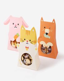 Cute Cat Animal Paper Candy Box Kids Birthday Party Decoration Baby Shower Paper Gift Chocolate Bag With Window Party Favor7124283