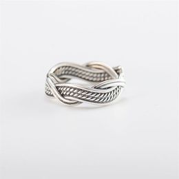 100% Real 925 Sterling Silver Midi Rings for Women Vintage Geometric Open Adjustable Ring Fine Party Jewellery YMR402234v