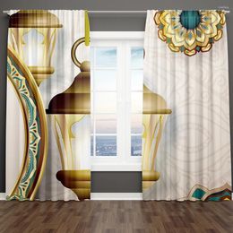 Curtain Retro Buildings For Ramadan Mubarak Lslam 2 Pieces Thin Shading Window Drape Living Room Bedroom Decor Free Shiping