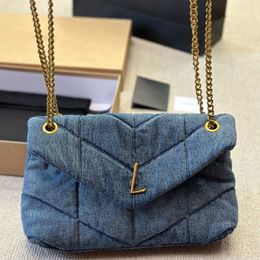 Luxury Brand Designer Women Fashionable Crossbody Bags Famous Paris Classic Letter Large Capacity Flap Bag New Retro Thread Plaid Denim Bag High Quality 31CM