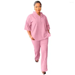 Women's Two Piece Pants Pink Casual Loose Pirce Lounge Set Tracksuits Hoodies Women Long Suit 2 Pieces