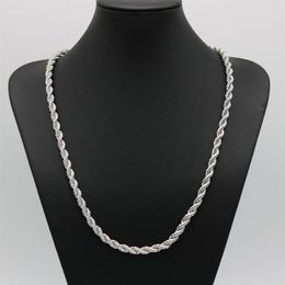 24 Inches Classic Rope Chain Thick Solid 18k White Gold Filled Womens Mens Necklace ed Knot Chain 6mm Wide243s