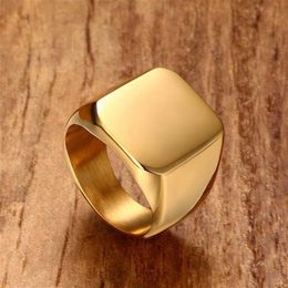 New Simple Style Square Big Width Signet Mens Ring Titanium Steel Finger Multi Colours Men Jewellery Fast 201T