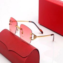 Fashion Designer Over Glasses Sunglasses Women Sports Driving Goggle Gold Frameless Eyeglasses Polarised uv Protection Square Red Blue Y