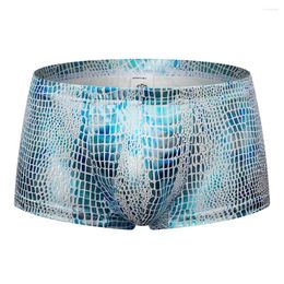 Underpants Metal Textured Snakeskin Faux Leather Macho Cool Sexy Mens Boxers Low Rise Nightclub Performance Men Underwear