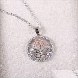 Pendant Necklaces Hollow Crystal Flower Rose Necklace Women Diamond Pendants Wedding Gift Fashion Jewellery Will And Sandy Drop Deliver Dhtfo