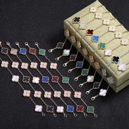 Designer Jewelry Luxury Bracelet Link Chain VanCa Kaleidoscope 18k Gold Van Clover Bracelet with Sparkling Crystals and Diamonds Perfect Gift for Women Girls ASK4
