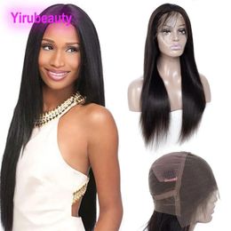 Wigs Brazilian Virgin Hair Lace Wigs Full 1030inch Human Hair Straight Silky Top Closures Pre Plucked Natural Colour