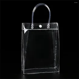 Storage Bags Transparent Soft PVC Gift Tote Packaging With Hand Loop Clear Plastic Handbag Cosmetic Bag Travel Sub-bottling