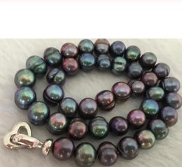 Necklaces Free shipping huge910mm south sea baroque black green pearl necklace 18inch 925s