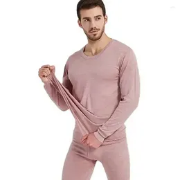 Men's Thermal Underwear Cotton Base Layer Mens 230G Midweight Set Top And Bottom Men Long John Tops Pants