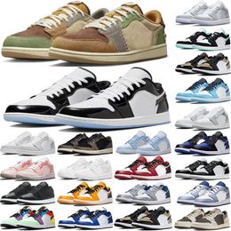 Air Jordan 1 Low basketball shoes top OG black toe court purple SP Travis Scotts men women sneakers Eur 36-46 without box