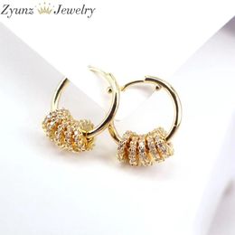 Huggie 5 Pairs, 20MM hoop with clear cz circle floating beads unique fashion women girl Huggie hoop earring