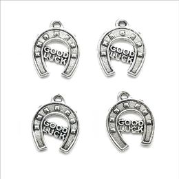 Lot 100pcs Good Luck Horseshoe Antique Silver Charms Pendants For Jewellery Making Bracelet Necklace Earrings 14 17mm DH08492619