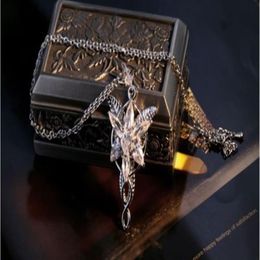 Fashion Jewelry COOL The LOTR 18K White Gold filled Arwen Evenstar White Sapphire CZ Necklace Pendant for wedding gift302s
