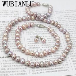 Rings Wubianlu Purpel Pearl Necklace Sets Fish Clasp 78mm Necklace 18 Inch Bracelet 7.5 Inch Earring Women Jewellery Making Design