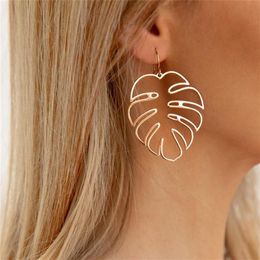 Bohemian Hollow Monstera Leaf Dangle Drop Earrings For Women Jewelry Accessories Holiday Party Gift266c