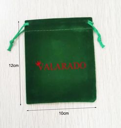 Anklets 150 Pieces 10x12cm Green Velvet Bags Drawstring Jewellery Pouches Printed With Red Logo