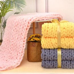 Blankets Soft Hand Chenille Chunky Knitted Blanket Thick Yarn Wool-like Bulky Knitting Polyester Sofa Throw Winter