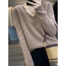 Women's Sweaters Autumn And Winter 100 Pure Cashmere Sweater Women V Collar Ingot Needle Loose Solid Color Pullover Wool Knitted Bott