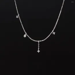 Chains 925 Sterling Silver Zircon Geometric Necklace For Women Girl Fashion Water Drop Design Jewelry Party Gift