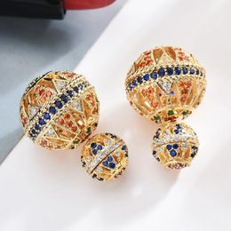 Stud S925 Silver Sparkle Bling Colored Crystal Rhinestone Earrings Double Sided Front Back Ball Stud Earrings for Women Girls 20mm