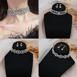 Factory Direct s European American Necklace Inlaid With Full Diamond Pattern Shining Chain Band Neck Element Jewellery Sets Whol309O