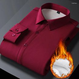 Men's Dress Shirts Autumn Winter Men Fleece Warm Shirt Long Sleeve Thick Solid Casual Classic High Quality Business Fashion Social