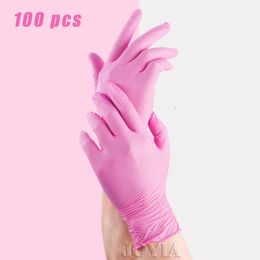 100pcs Disposable Gloves Red Pink Latex Free Woman Female Home Workplace Safety Elastic Glove Synthetic Nitrile Vinyl Small 231229