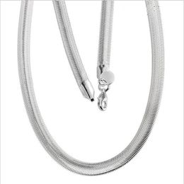 Fashion Plated sterling silver Chains necklace 20INCHS 10MM Flat Snake Necklace DHSN209 925 silver plate Chains jewelry333Z