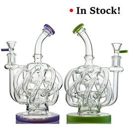 Hookahs Hookahs Vortex Recycler Glass Bong 12 Recycler Tube Super Cyclone Hookah Smoking Pipes Dab Oil Rigs 14mm Joint Water Bongs With Bo