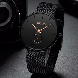 Wristwatches Sdotter Mens Ultra ThinMinimalist Quartz Casual Leather Watches Men Watch Male Simple Stainless Steel Mesh Band Clock Reloj